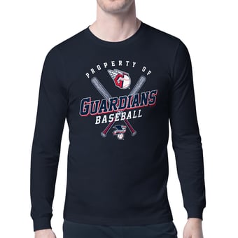 Men's Starter Navy Cleveland Guardians Property of Team Long-Sleeve T-Shirt