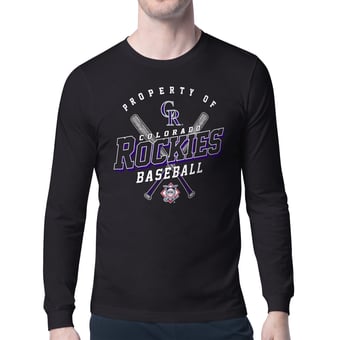 Men's Starter Black Colorado Rockies Property of Team Long-Sleeve T-Shirt