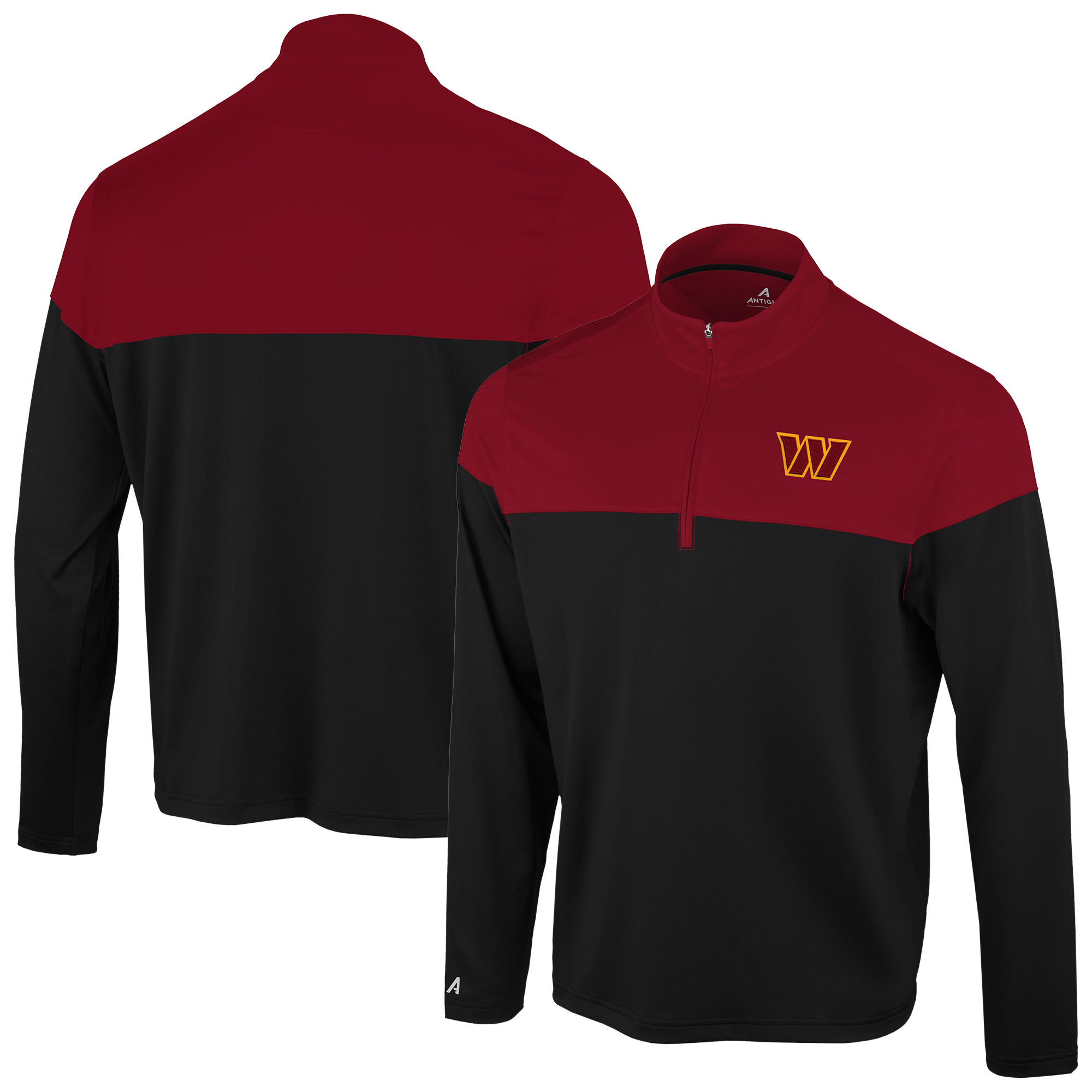 Antigua Men's Black/Burgundy Washington Commanders Hinder Quarter-Zip Pullover - Black, Burgundy