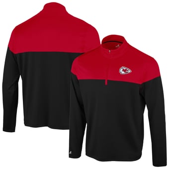 Men's Antigua Black/Red Kansas City Chiefs Hinder Quarter-Zip Pullover