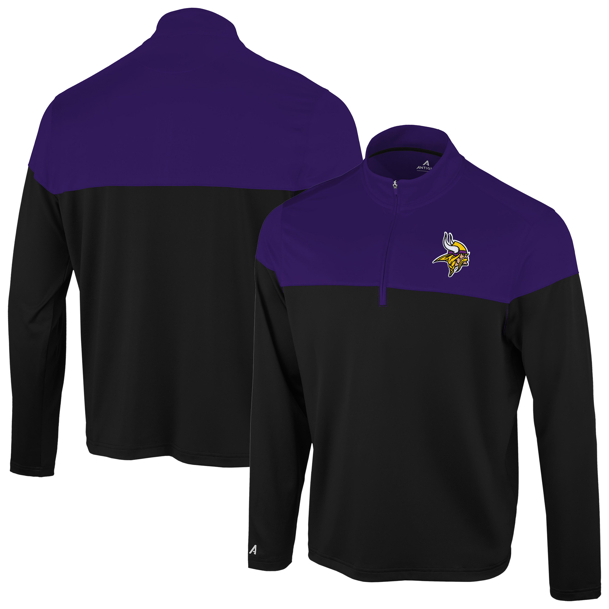 Antigua Men's Black/Purple Minnesota Vikings Hinder Quarter-Zip Pullover - Black, Purple