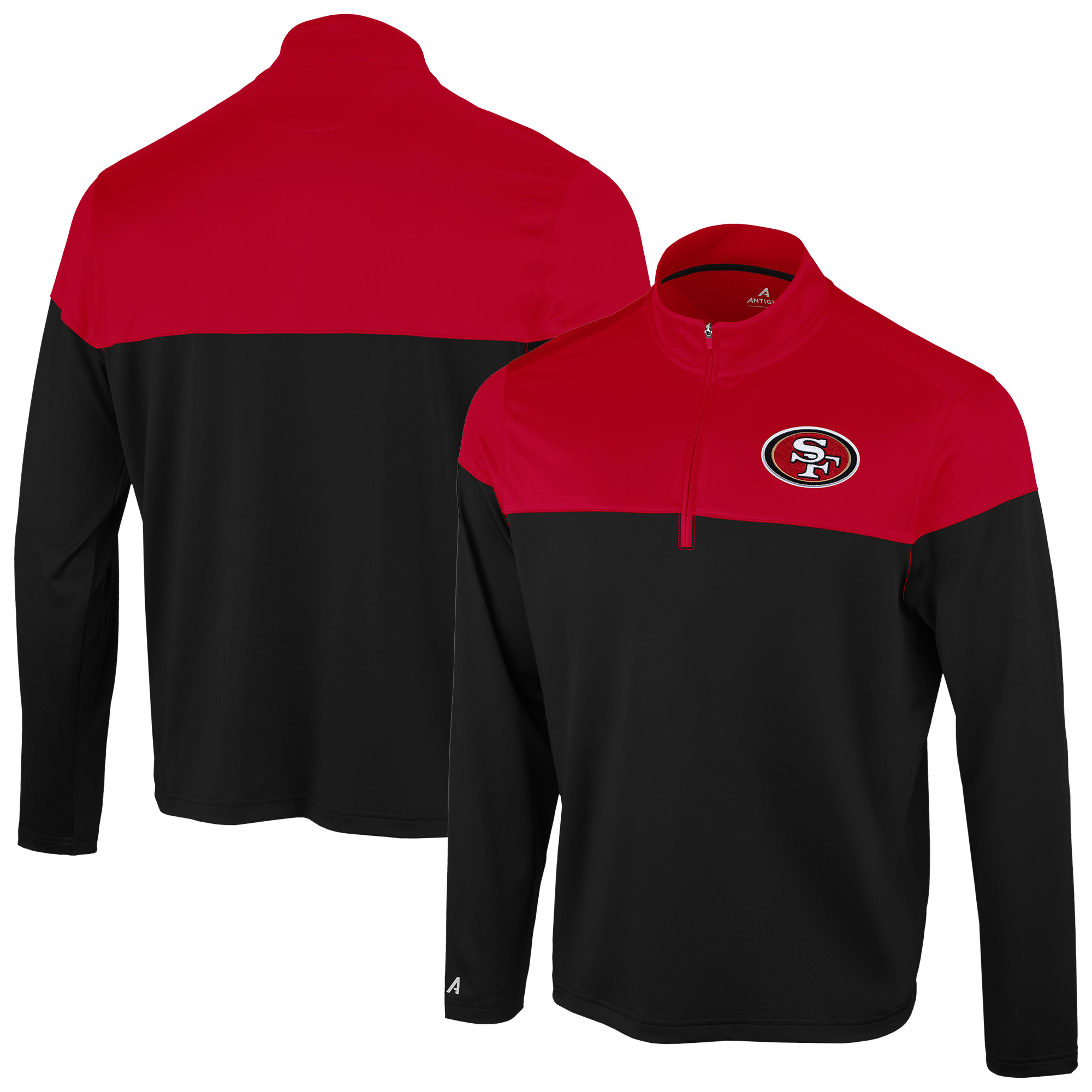 Antigua Men's Black/Scarlet San Francisco 49ers Hinder Quarter-Zip Pullover - Black, Scarlet