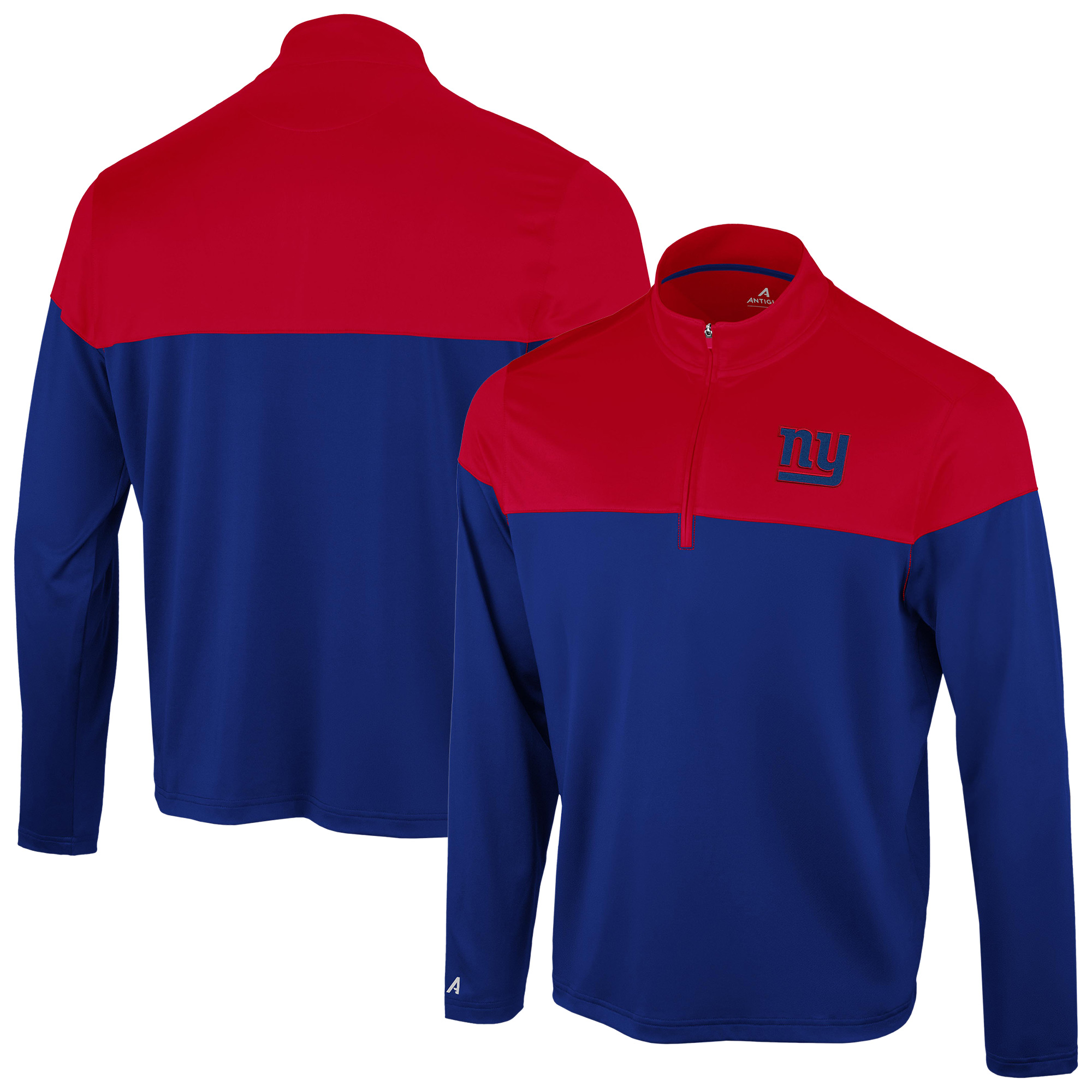 Antigua Men's Royal/Red New York Giants Hinder Quarter-Zip Pullover - Royal, Red