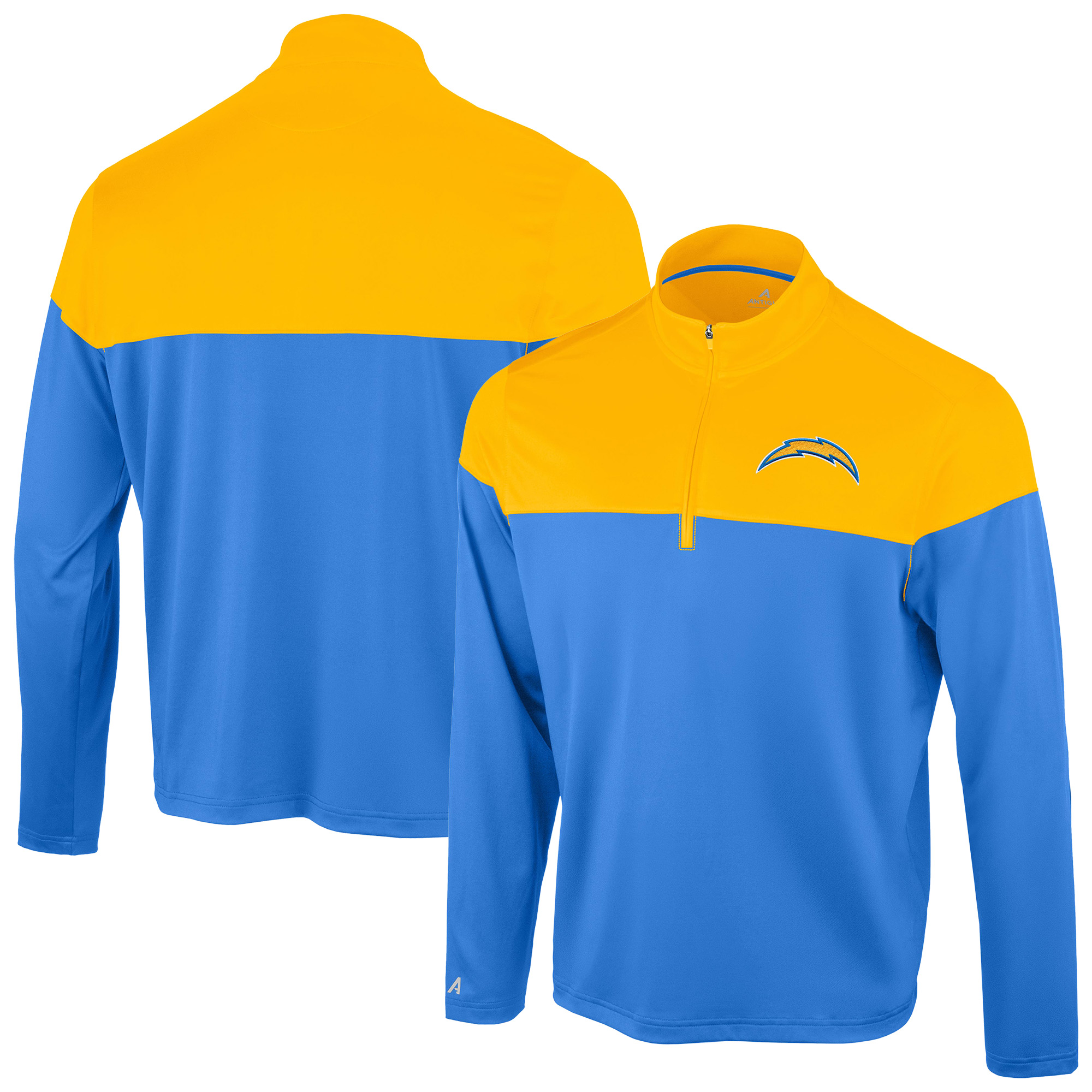 Antigua Men's Powder Blue/Gold Los Angeles Chargers Hinder Quarter-Zip Pullover - Powder Blue, Gold
