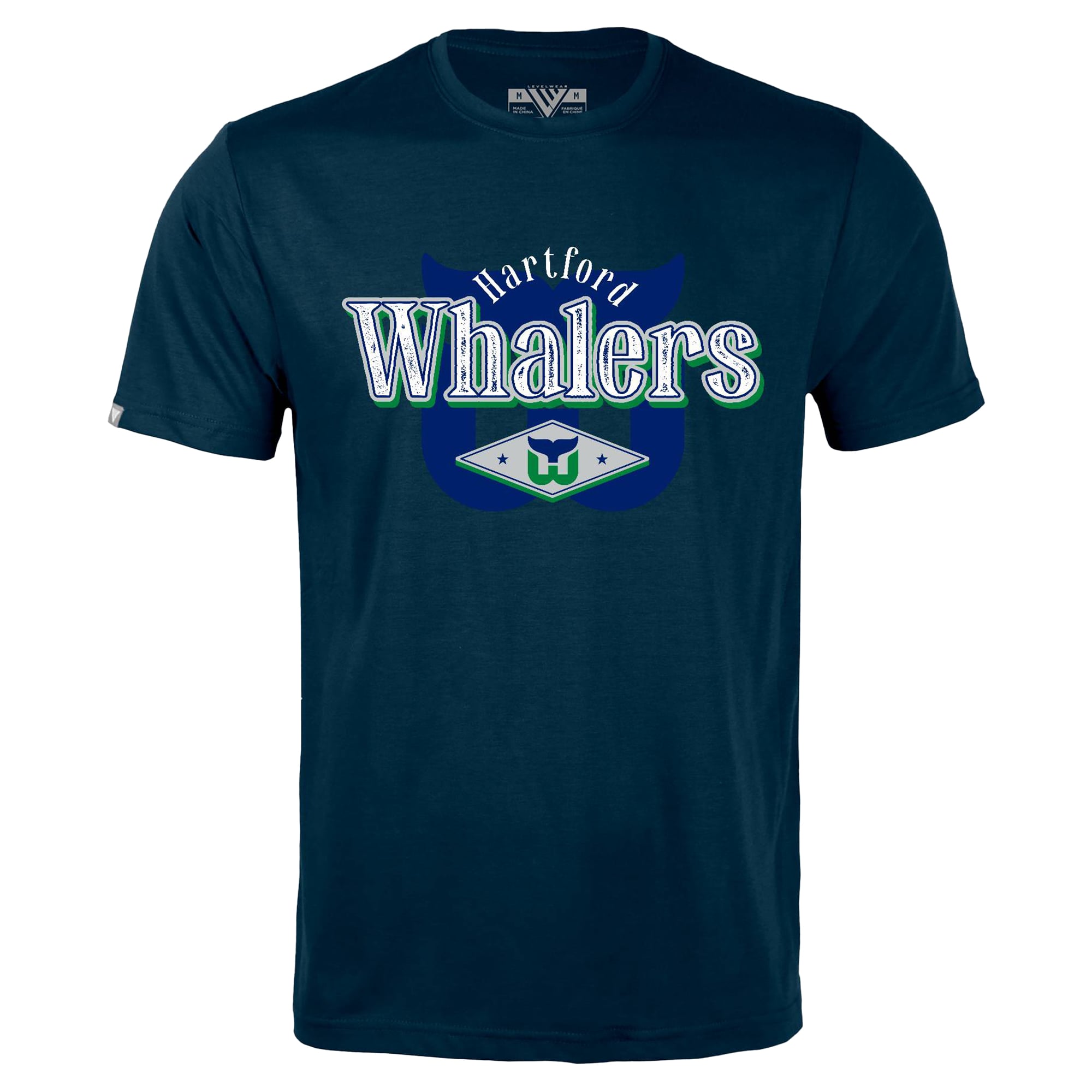 Men's Levelwear Navy Hartford Whalers Richmond Backdrop T-Shirt
