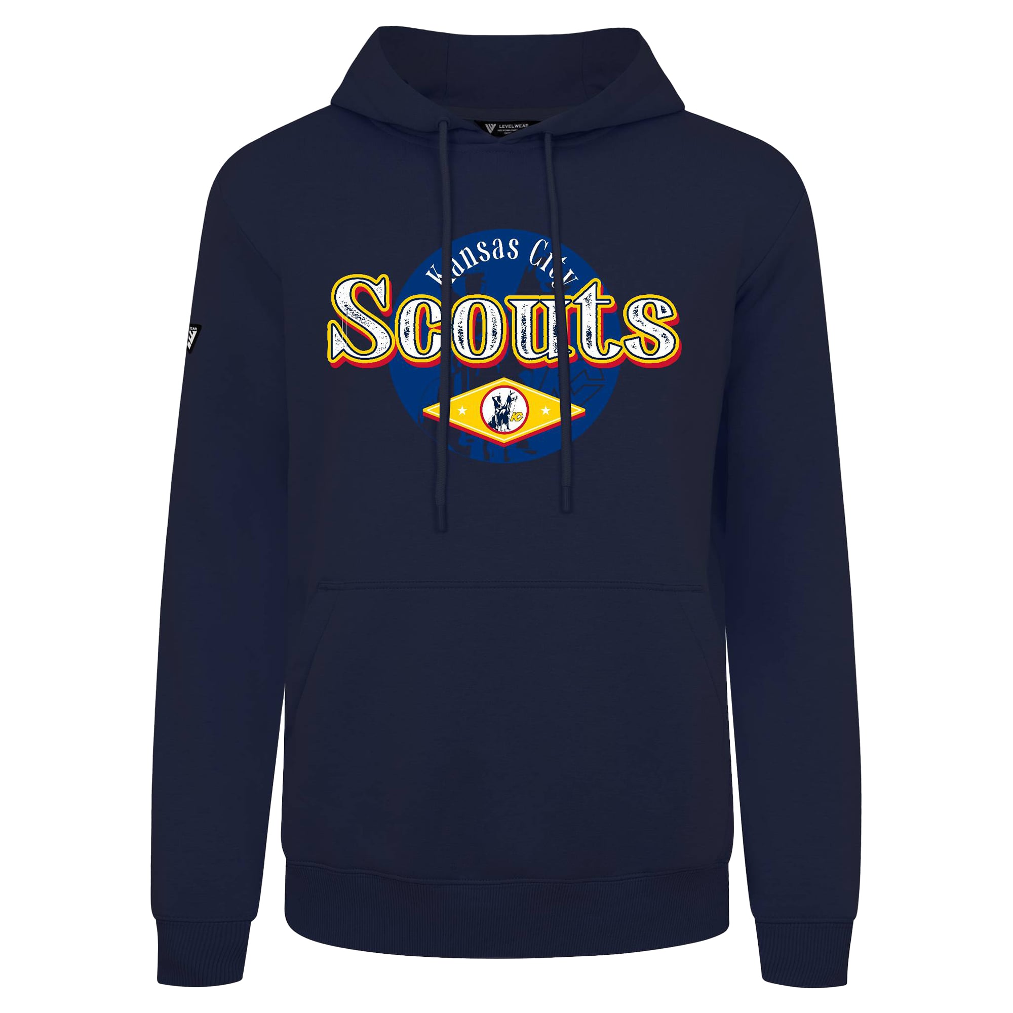 Men's Levelwear Navy Kansas City Scouts Backdrop Podium Hoodie