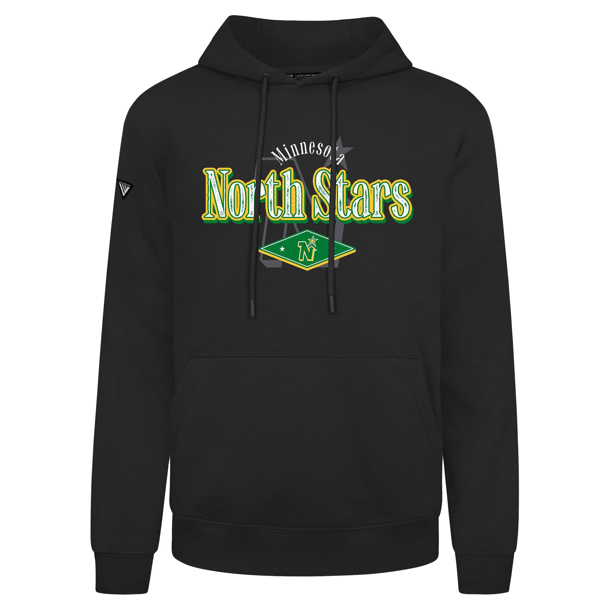 Men's Levelwear Black Minnesota North Stars Backdrop Podium Hoodie