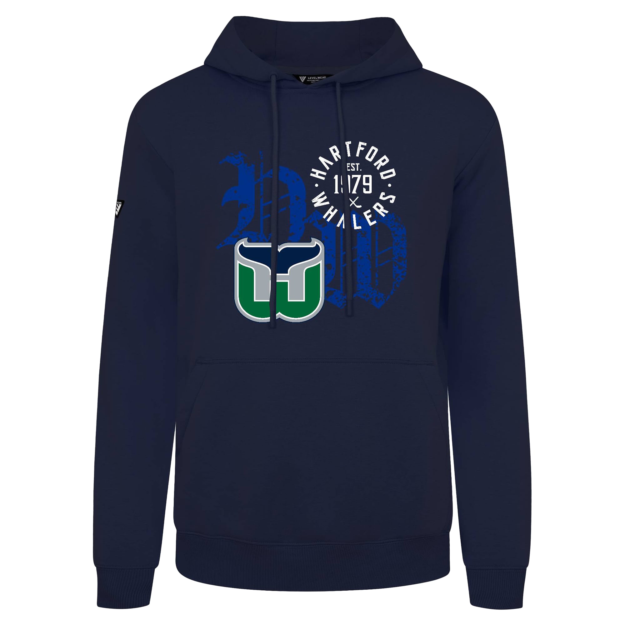 Men's Levelwear Navy Hartford Whalers Long-Haul Podium Sweatshirt