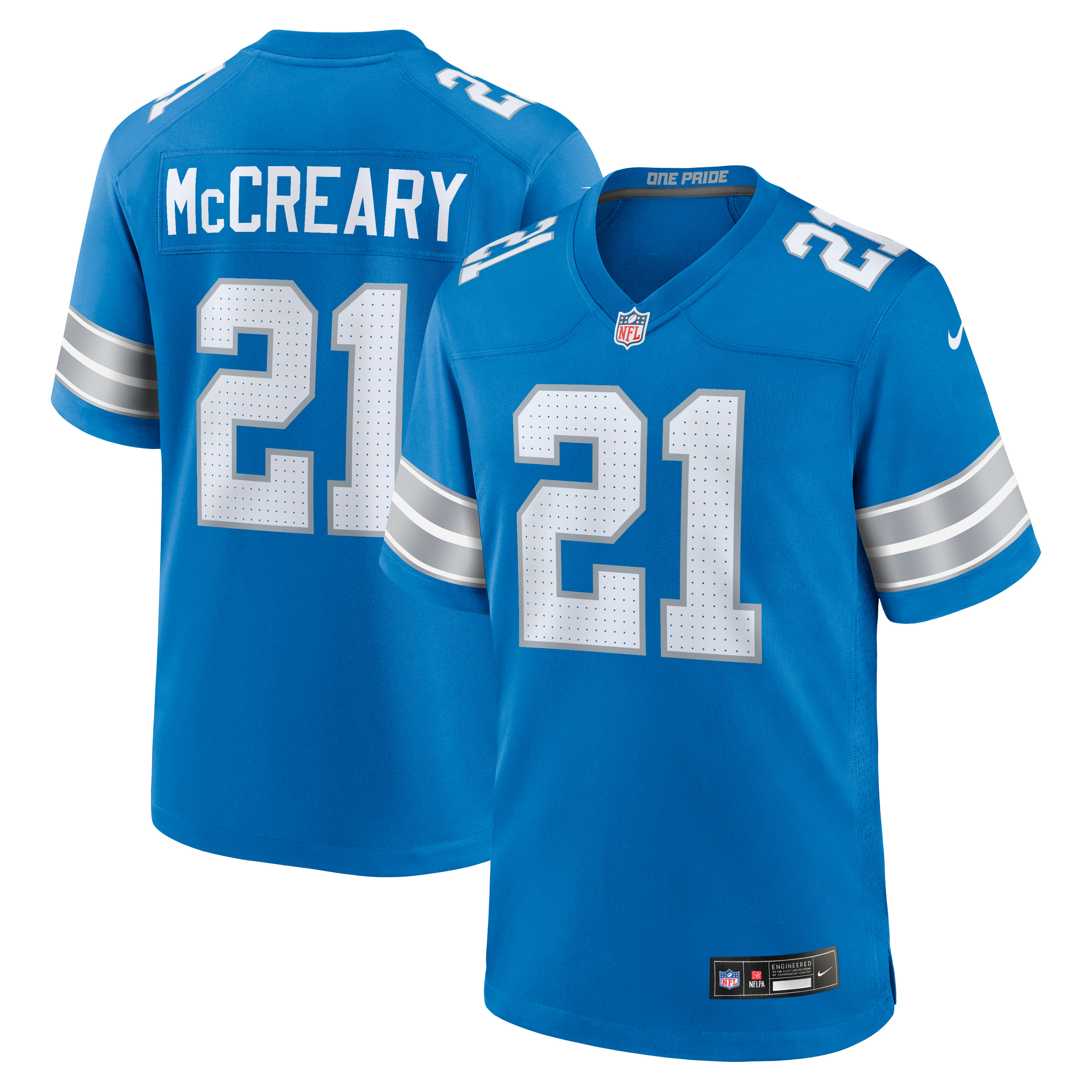 Men's Nike Roger McCreary  Blue Detroit Lions Team Game Jersey