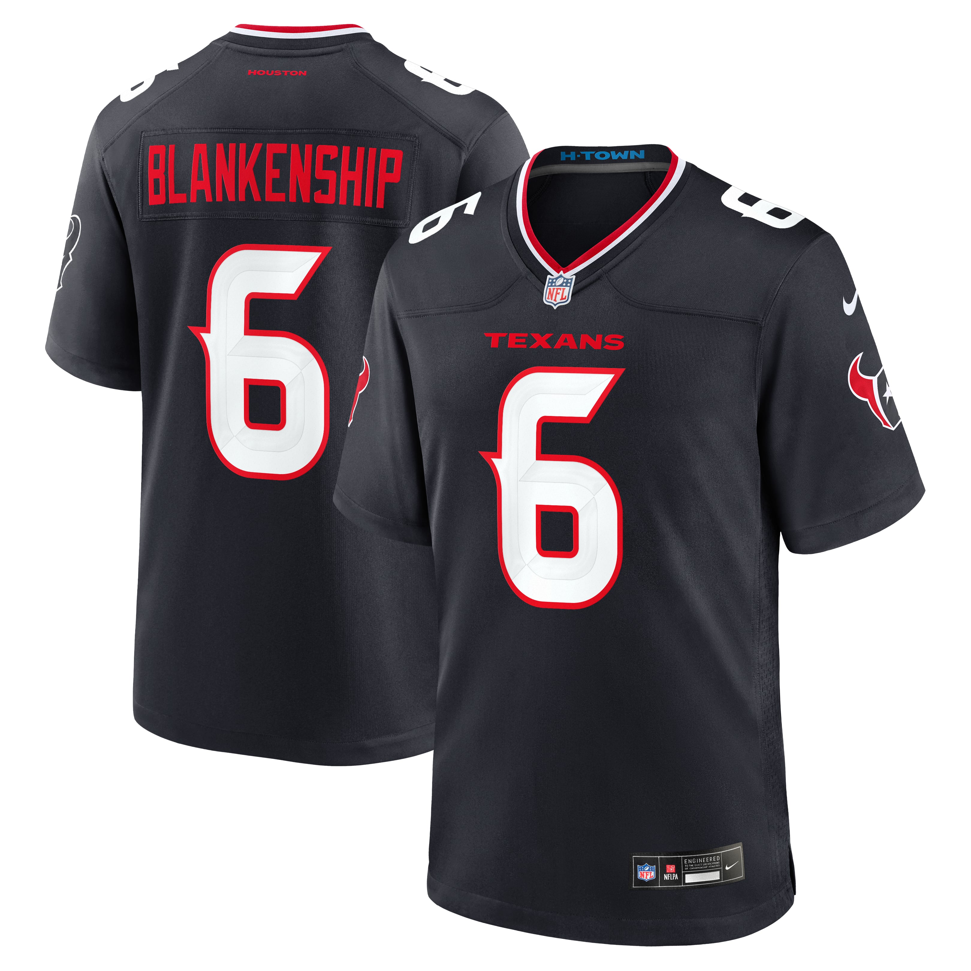 Men's Nike Reed Blankenship  Navy Houston Texans Team Game Jersey