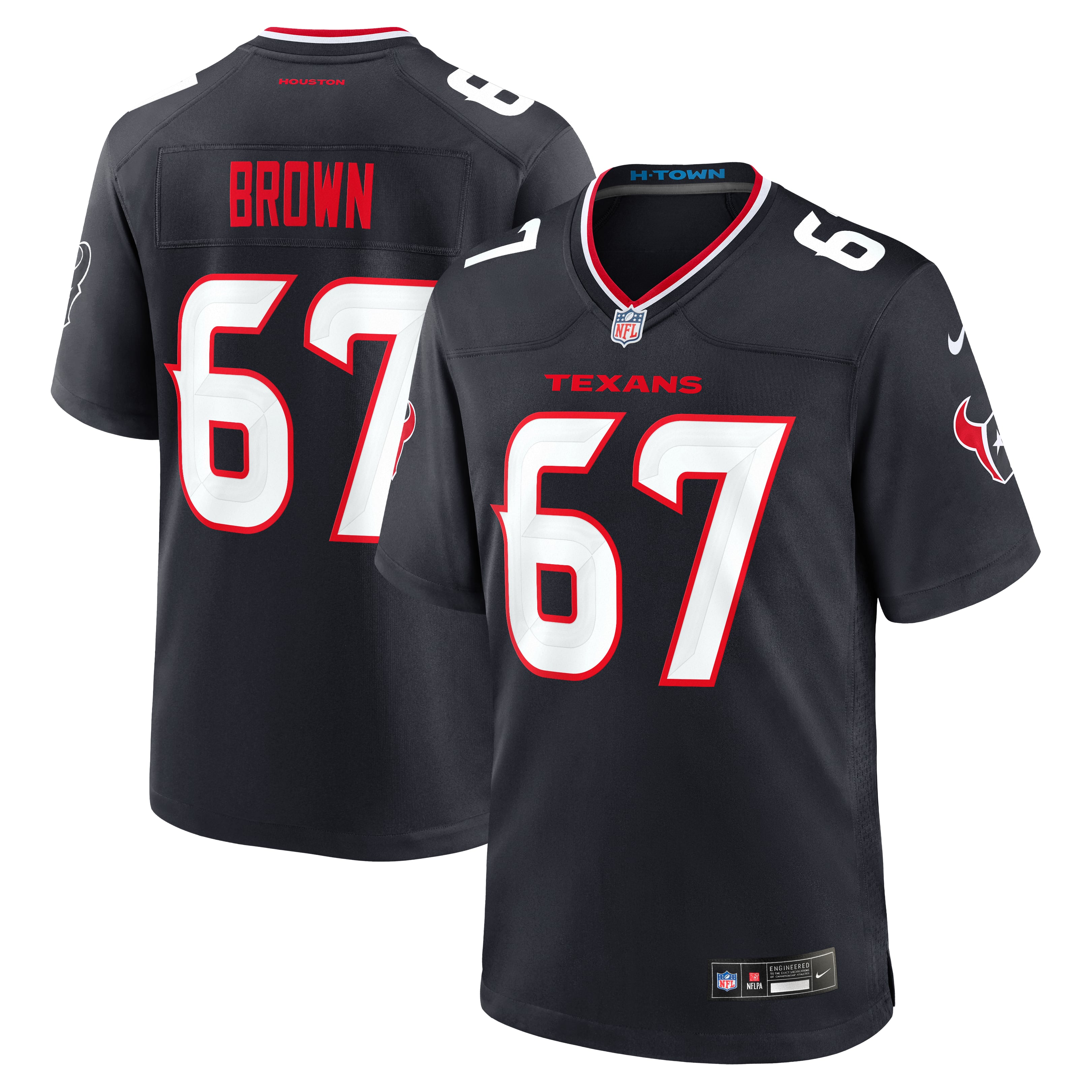 Men's Nike Evan Brown  Navy Houston Texans Team Game Jersey