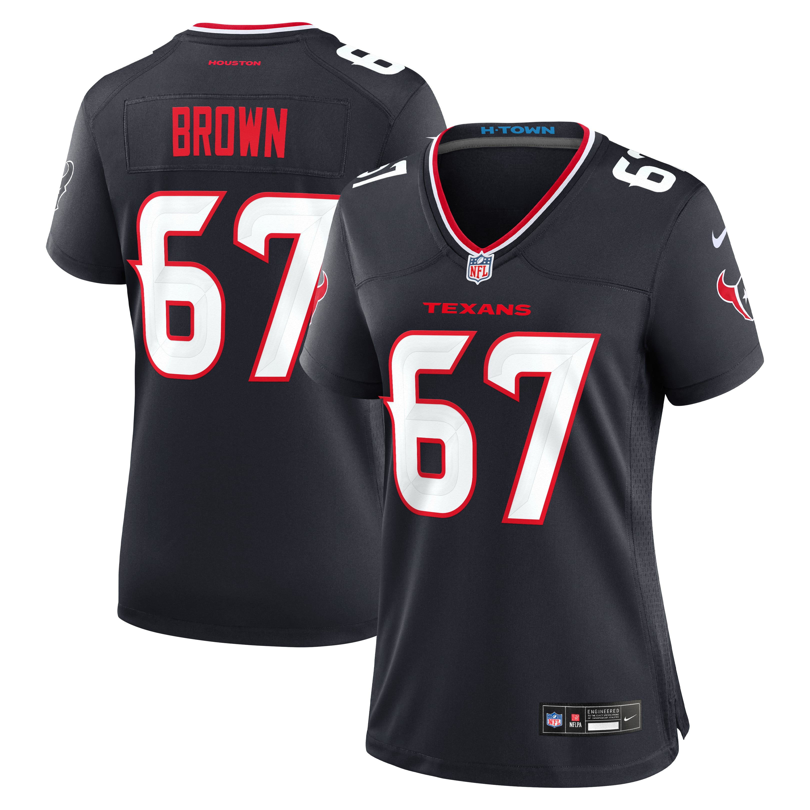 Women's Nike Evan Brown  Navy Houston Texans Team Game Jersey