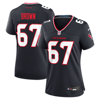 Women's Nike Evan Brown  Navy Houston Texans Team Game Jersey