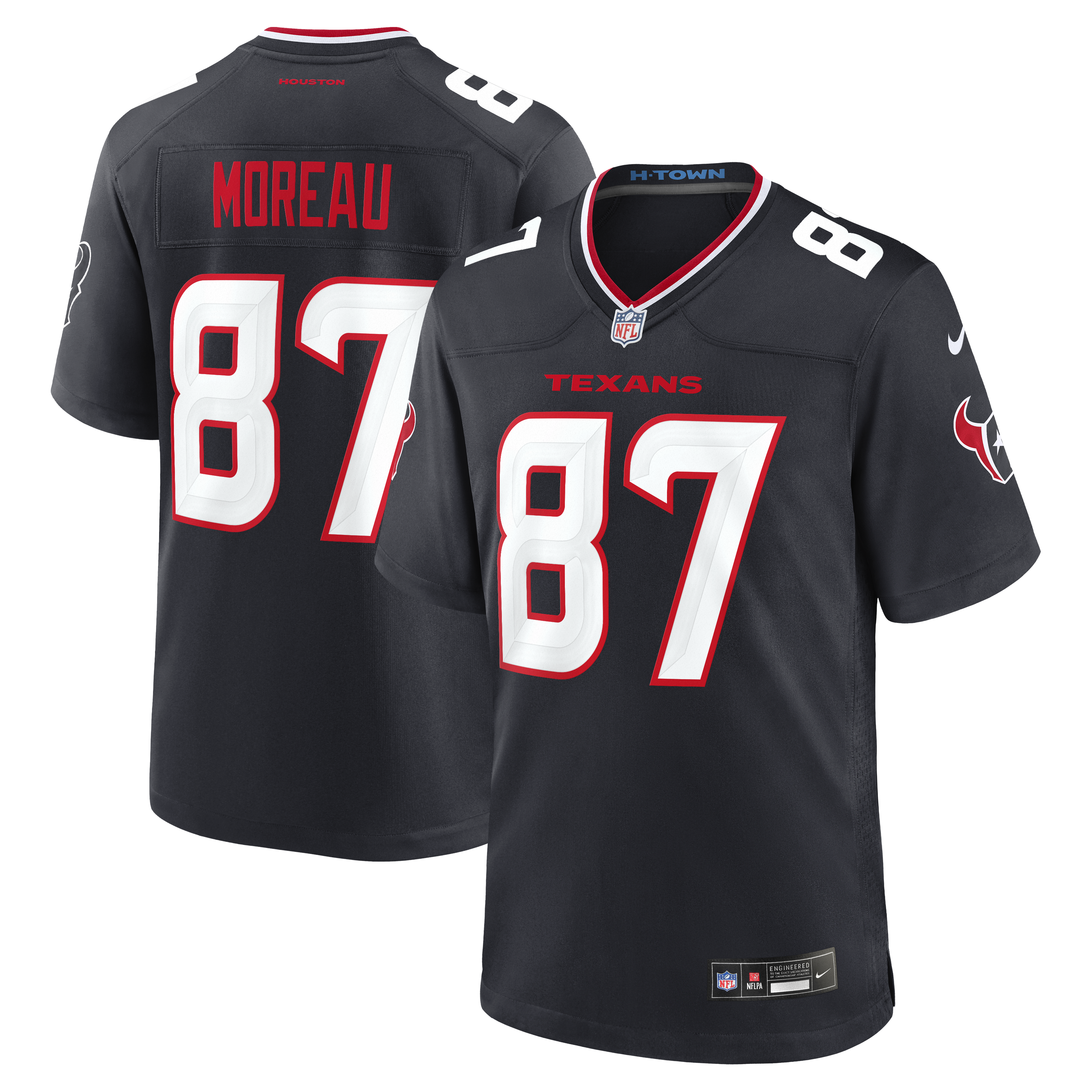 Men's Nike Foster Moreau Navy Houston Texans Team Game Jersey