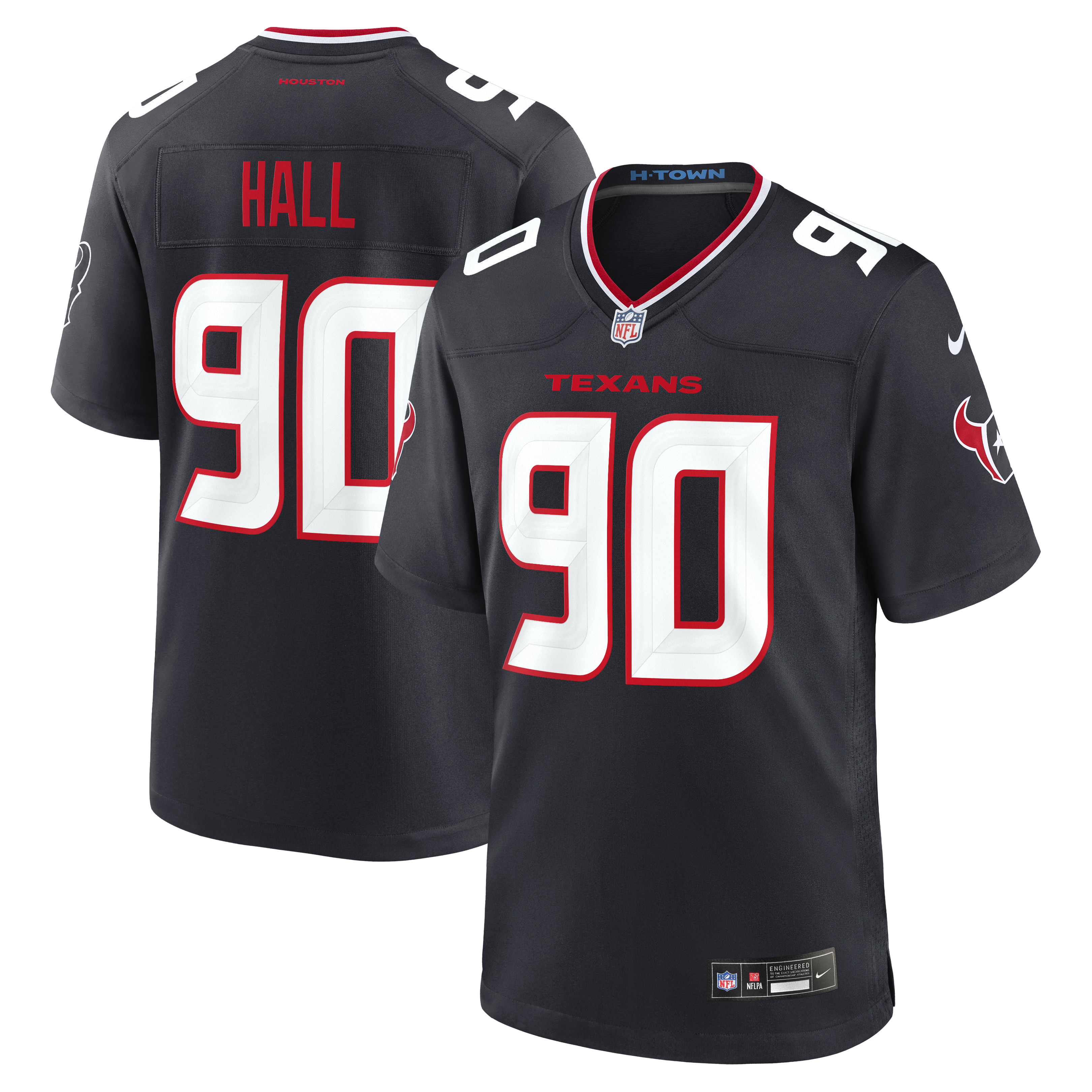 Men's Nike Logan Hall Navy Houston Texans Team Game Jersey