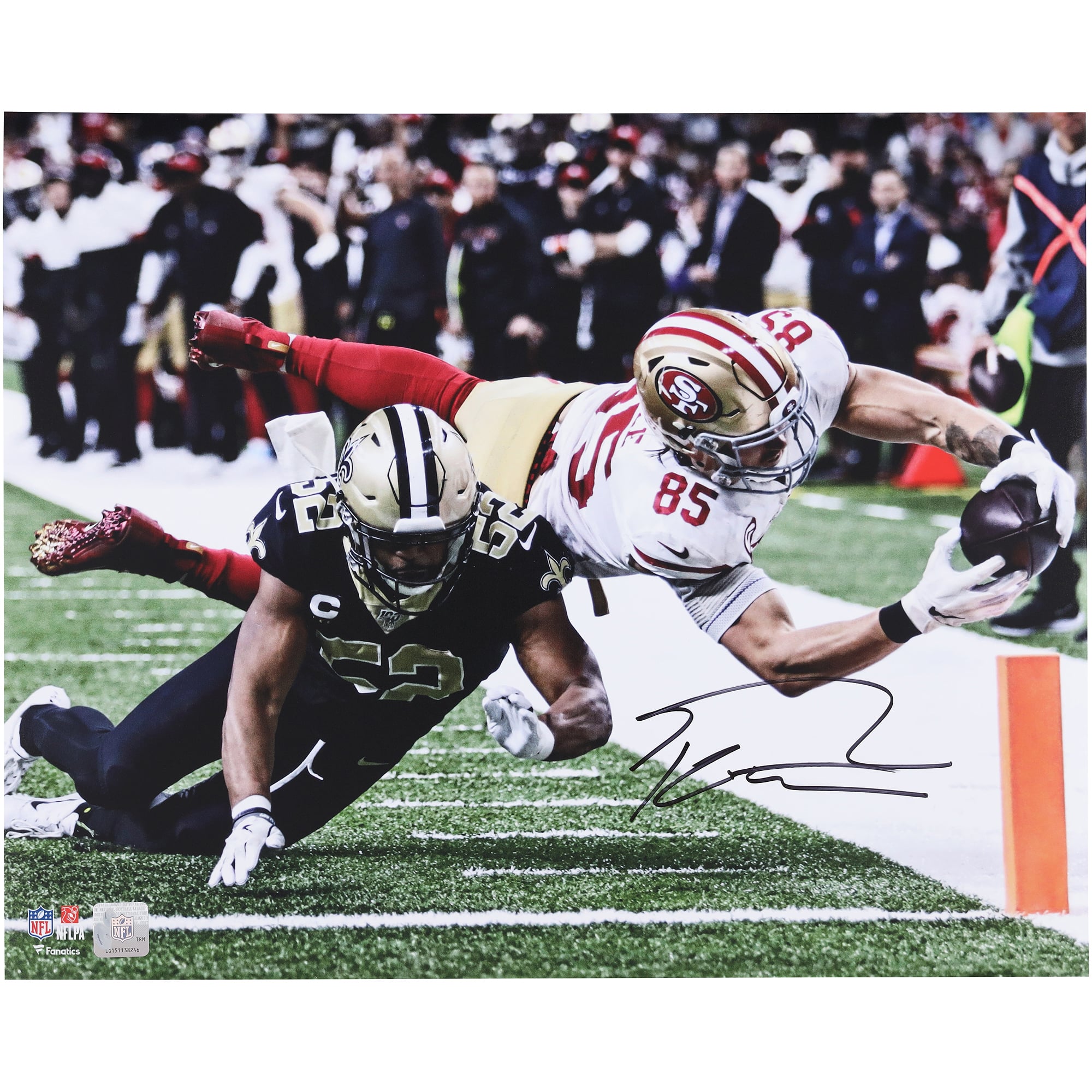 George Kittle San Francisco 49ers Autographed 16" x 20" Diving Touchdown Photograph