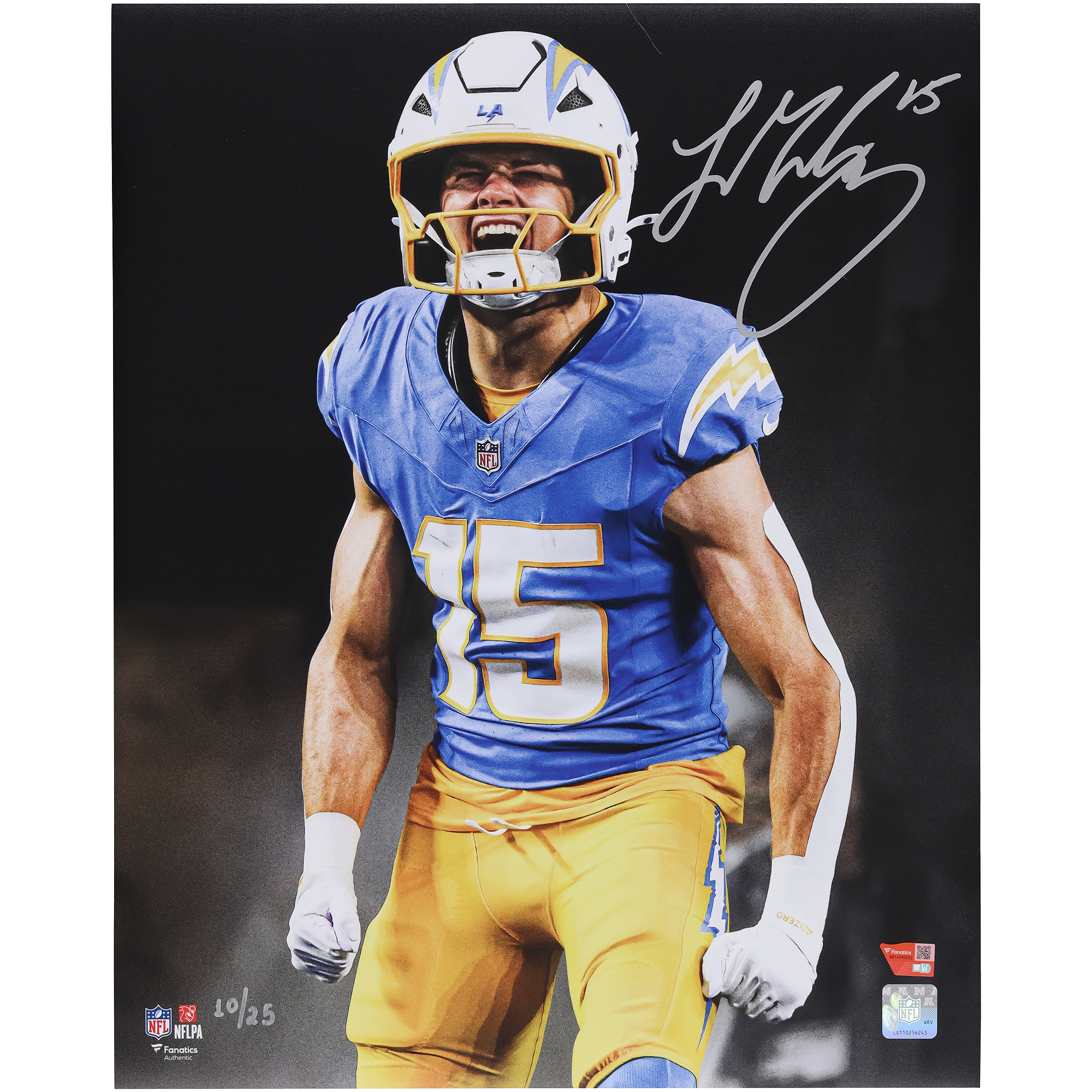 Ladd McConkey Los Angeles Chargers Autographed 16" x 20" Unleashed Photograph - Limited Edition of 25