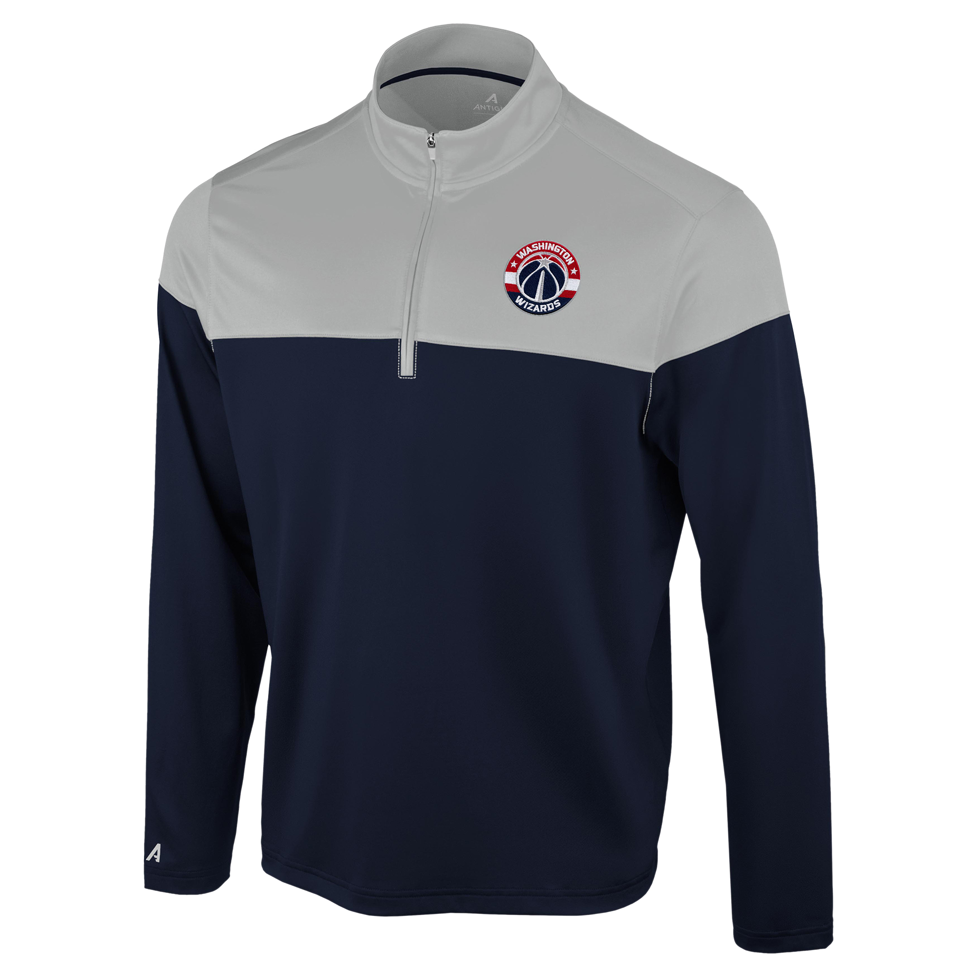 Men's Antigua Navy/Gray Washington Wizards Hinder Quarter-Zip Pullover