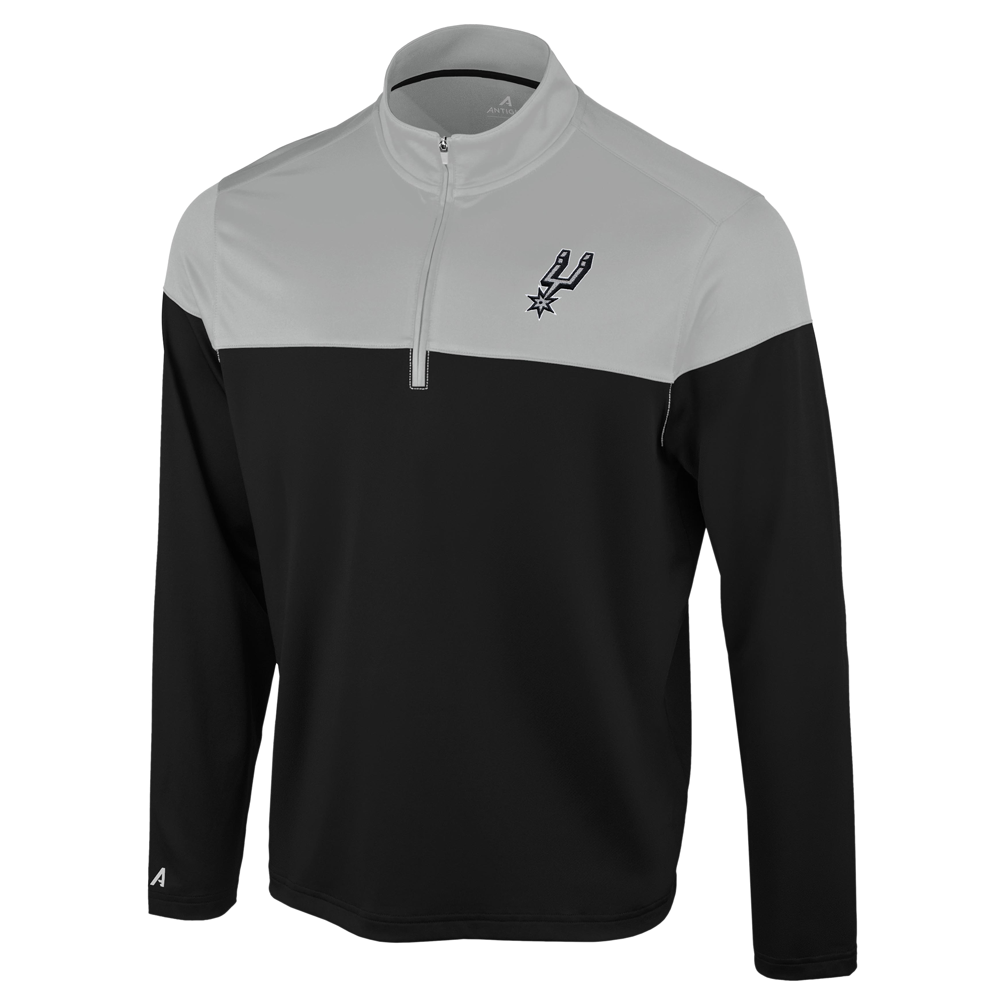 Antigua Men's Black/Gray San Antonio Spurs Hinder Quarter-Zip Pullover - Black, Gray