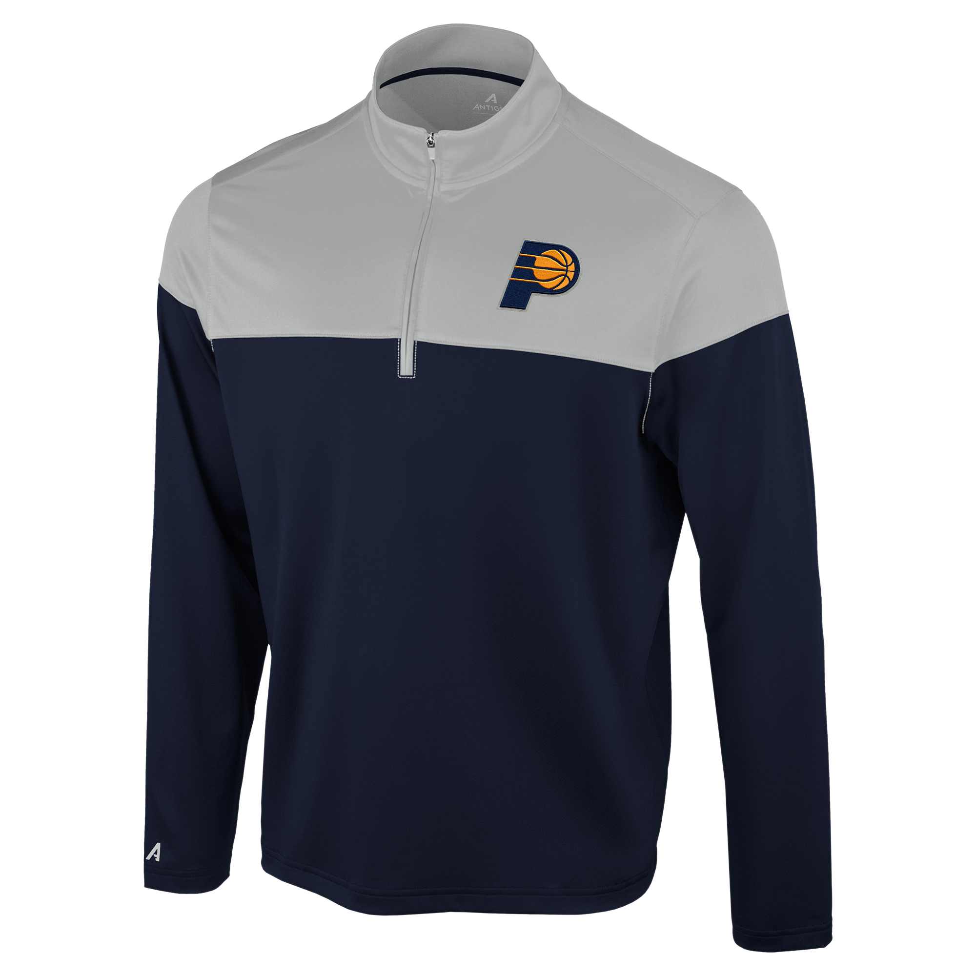 Men's Antigua Navy/Gray Indiana Pacers Hinder Quarter-Zip Pullover