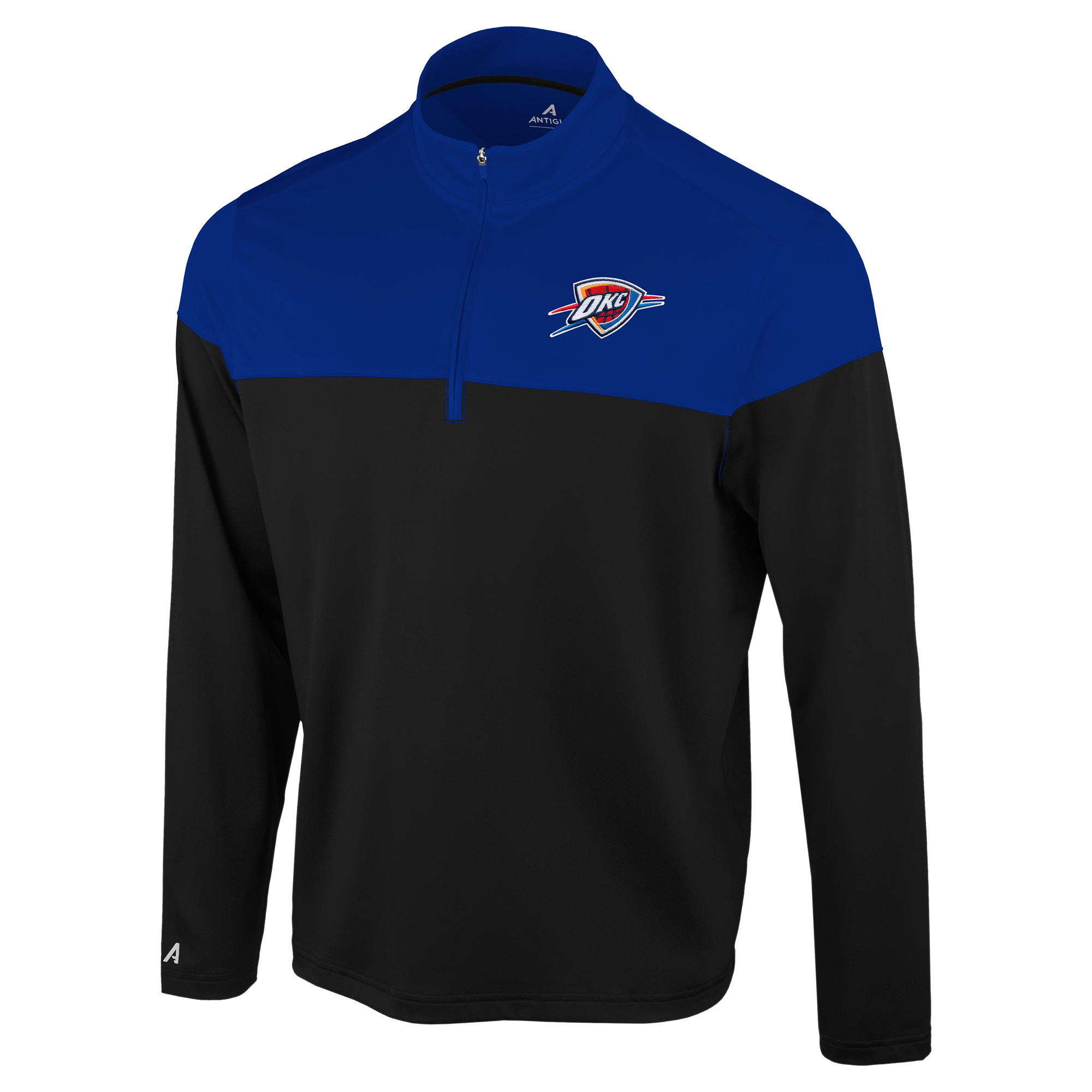 Antigua Men's Black/Blue Oklahoma City Thunder Hinder Quarter-Zip Pullover - Black, Blue