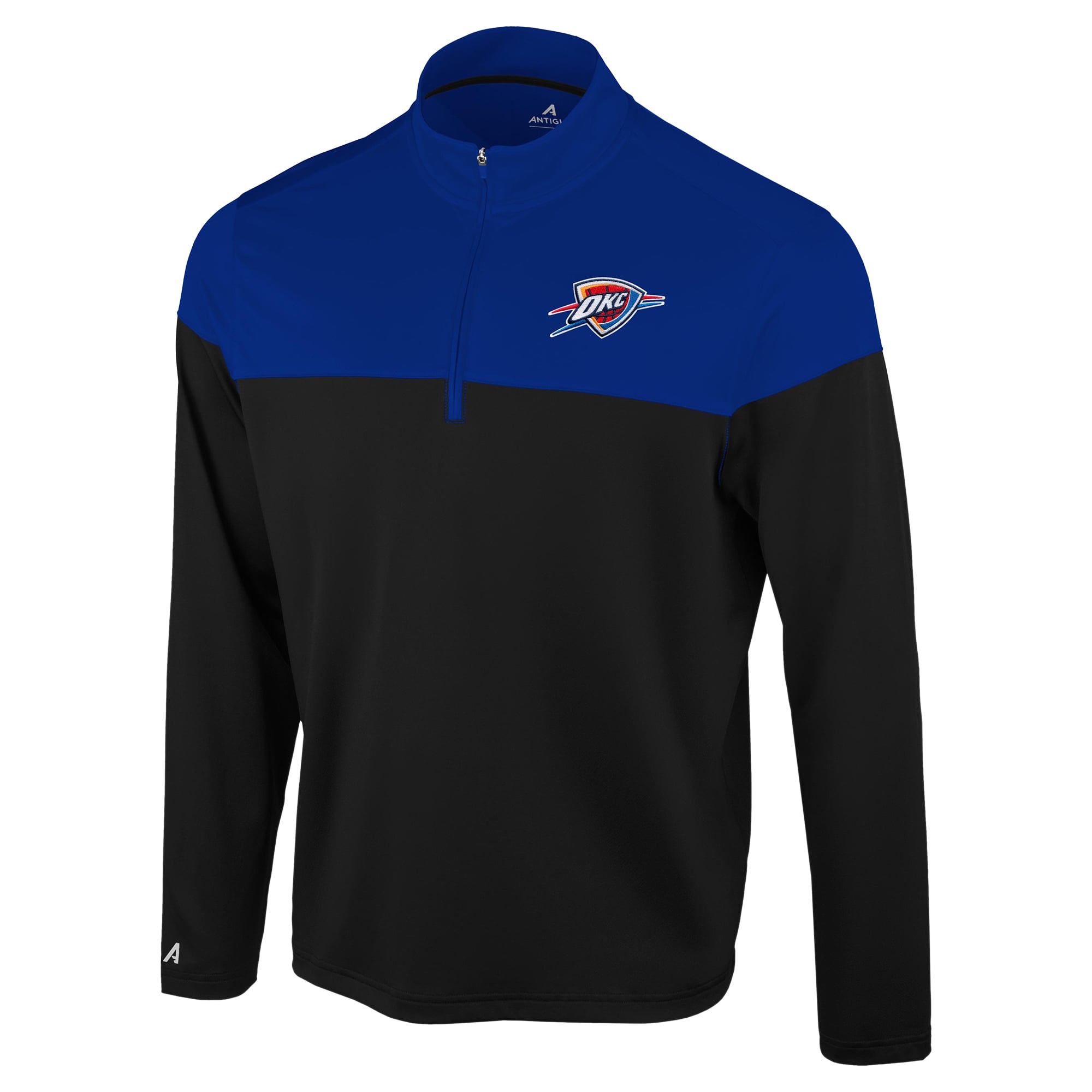 Antigua Men's Black/Blue Oklahoma City Thunder Hinder Quarter-Zip Pullover - Black, Blue