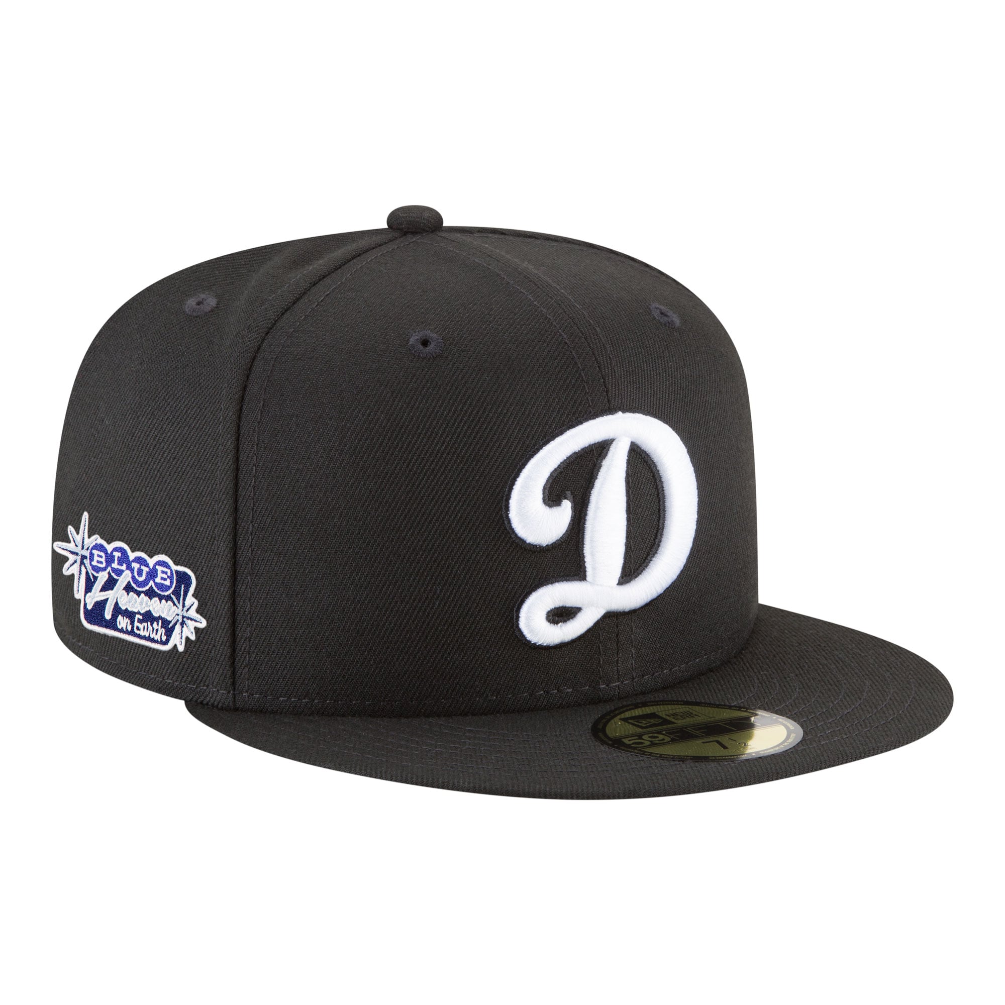 Men's New Era  Black Los Angeles Dodgers Blue Heaven On Earth Marquee Patch 59FIFTY Fitted Hat