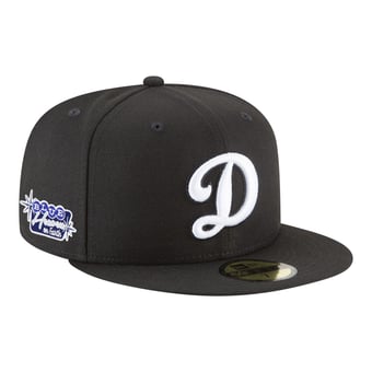 Men's New Era  Black Los Angeles Dodgers Blue Heaven On Earth Marquee Patch 59FIFTY Fitted Hat