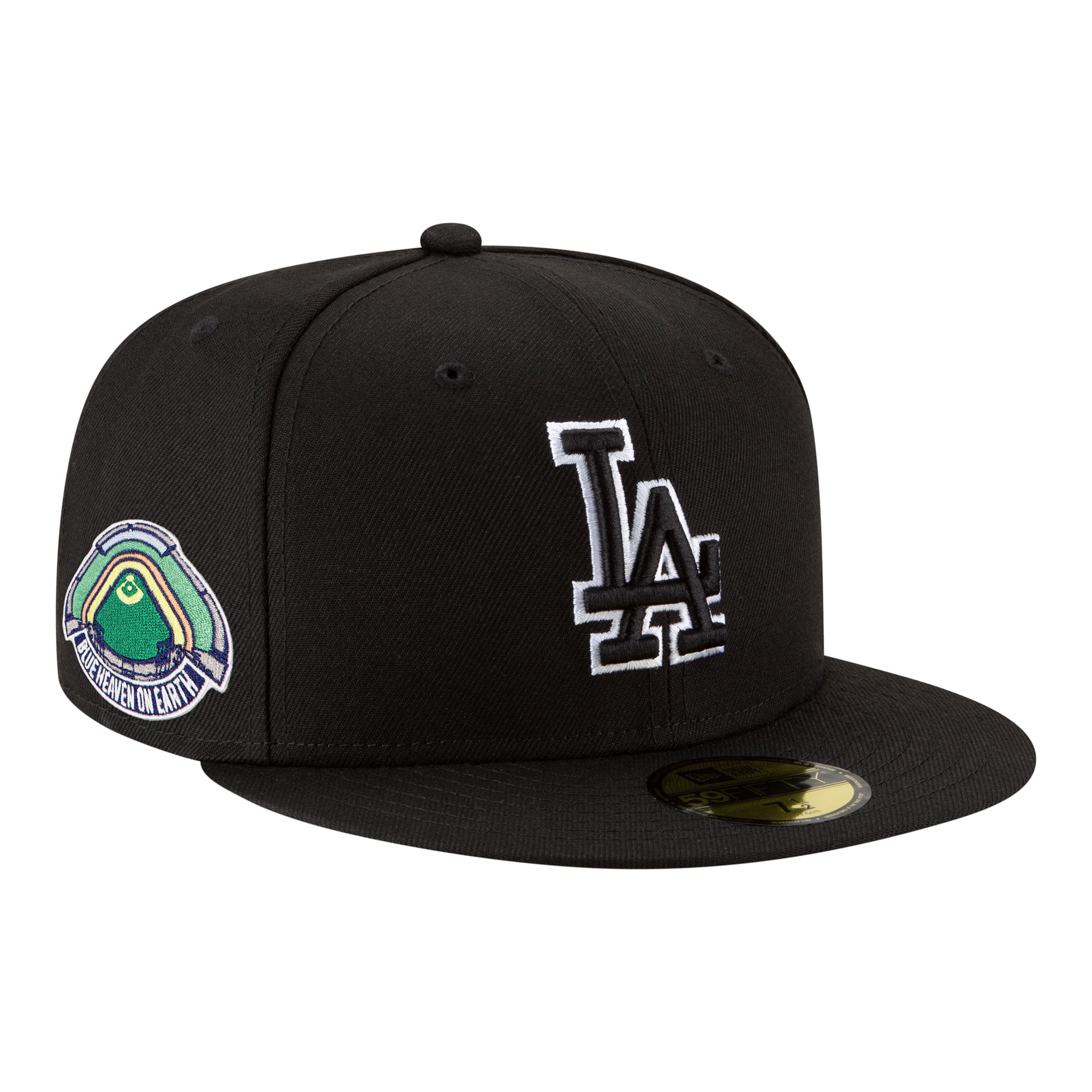 Men's New Era  Black Los Angeles Dodgers Blue Heaven On Earth Stadium Patch 59FIFTY Fitted Hat