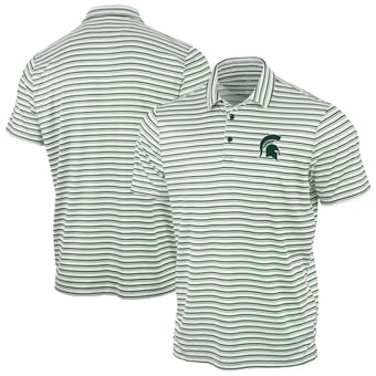 Men's Antigua Green Michigan State Spartans Space Stripe Polo