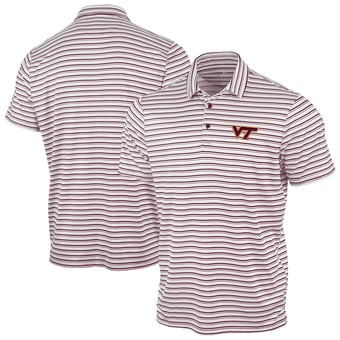 Men's Antigua Maroon Virginia Tech Hokies Space Stripe Polo