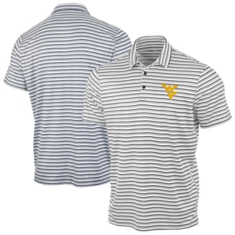 Men's Antigua Navy West Virginia Mountaineers Space Stripe Polo