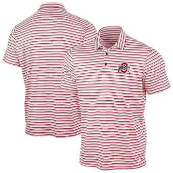 Men's Antigua Scarlet Ohio State Buckeyes Space Stripe Polo