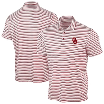 Men's Antigua Crimson Oklahoma Sooners Space Stripe Polo