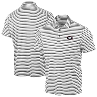 Men's Antigua Black Georgia Bulldogs Space Stripe Polo