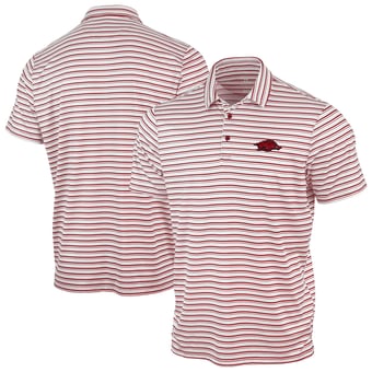 Men's Antigua Cardinal Arkansas Razorbacks Space Stripe Polo