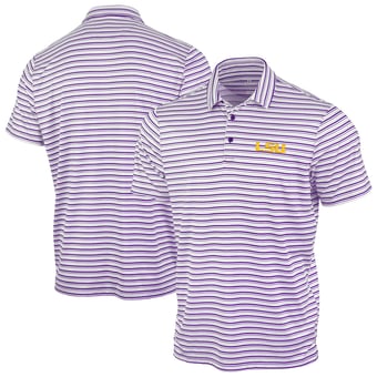 Men's Antigua Purple LSU Tigers Space Stripe Polo