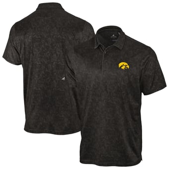 Men's Antigua Black Iowa Hawkeyes Lush Polo