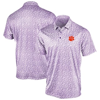 Men's Antigua Purple Clemson Tigers Flourish Polo