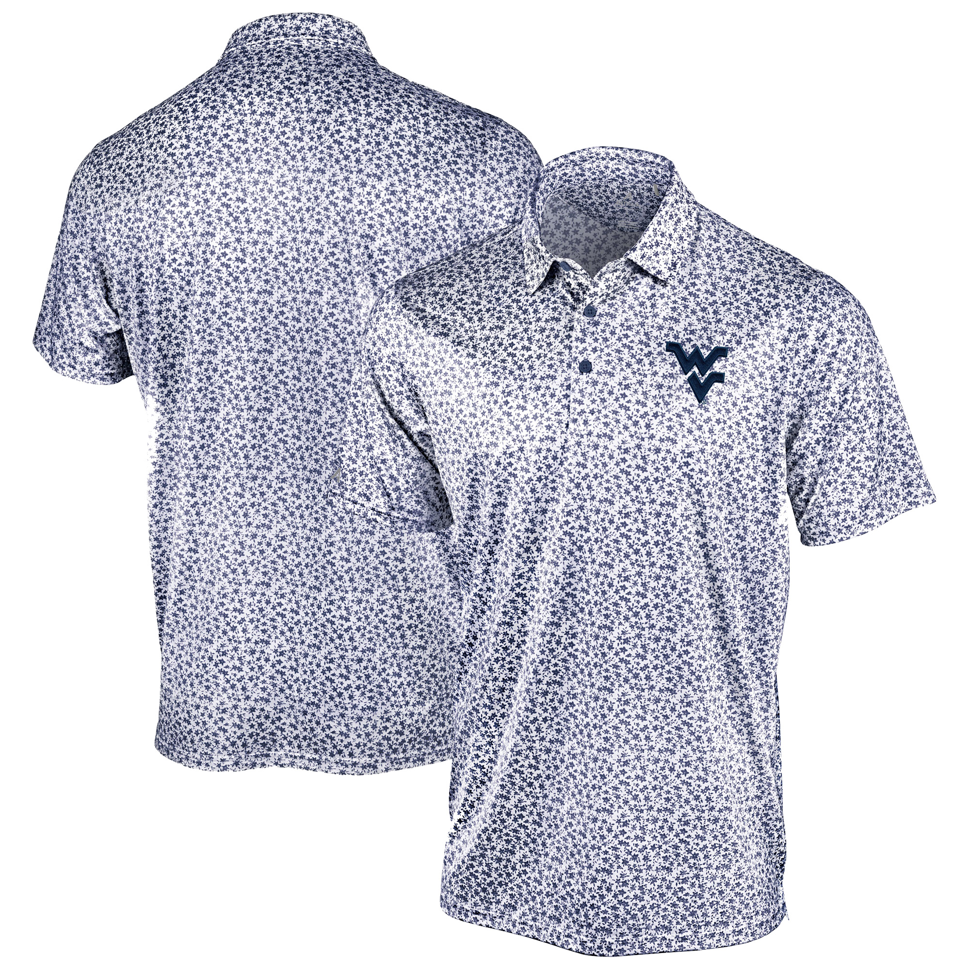 Men’s Antigua Navy West Virginia Mountaineers Flourish Polo Men’s Antigua Navy West Virginia Mountaineers Flourish Polo