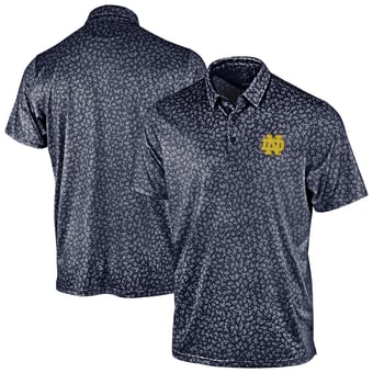 Men's Antigua Navy Notre Dame Fighting Irish Mono Floral Polo