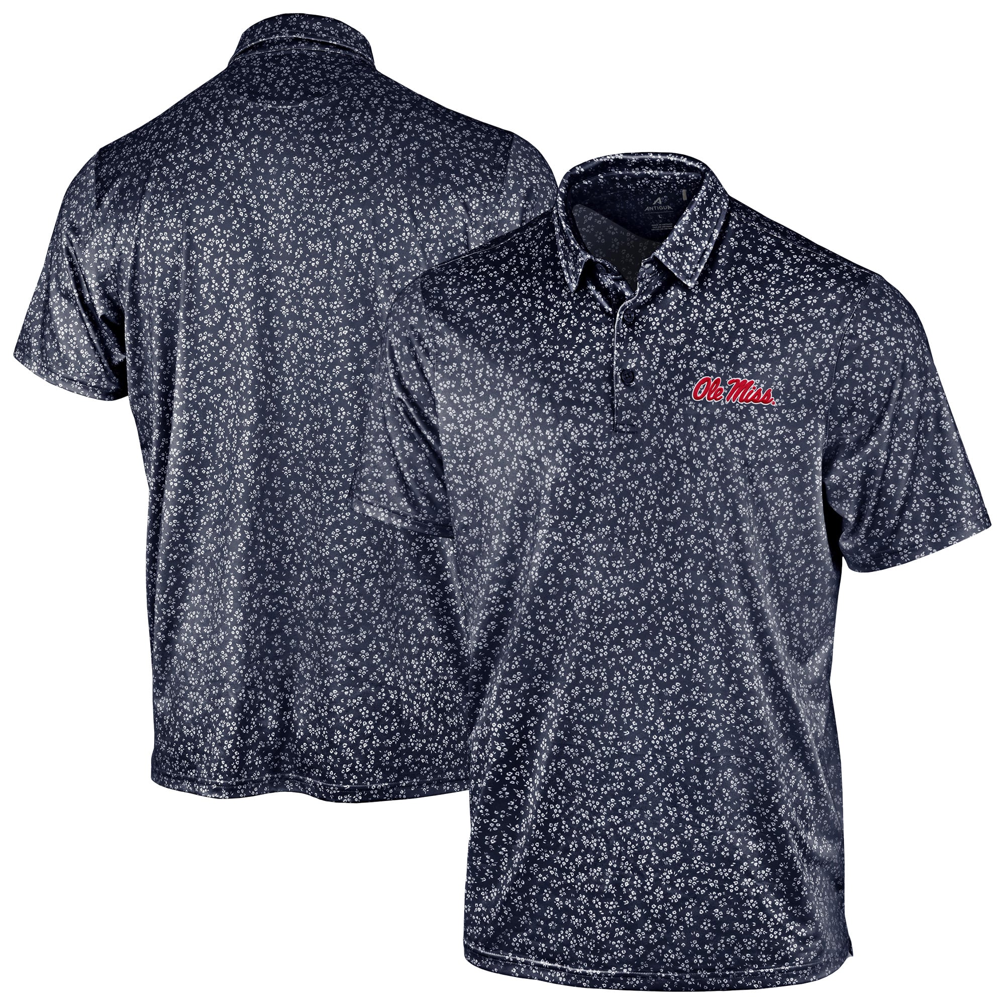 Men's Antigua Navy Ole Miss Rebels Mono Floral Polo