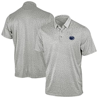 Men's Antigua Gray Penn State Nittany Lions Mono Floral Polo