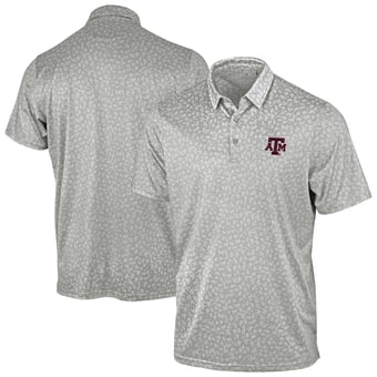 Men's Antigua Gray Texas A&M Aggies Mono Floral Polo