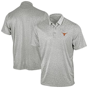 Men's Antigua Gray Texas Longhorns Mono Floral Polo