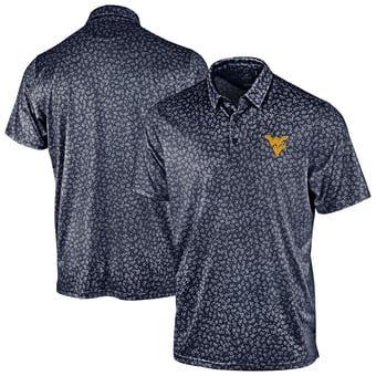 Men's Antigua Navy West Virginia Mountaineers Mono Floral Polo