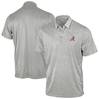 Men's Antigua Gray Alabama Crimson Tide Mono Floral Polo