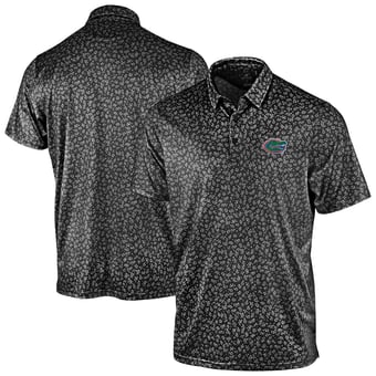 Men's Antigua Black Florida Gators Mono Floral Polo