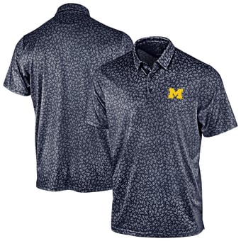 Men's Antigua Navy Michigan Wolverines Mono Floral Polo