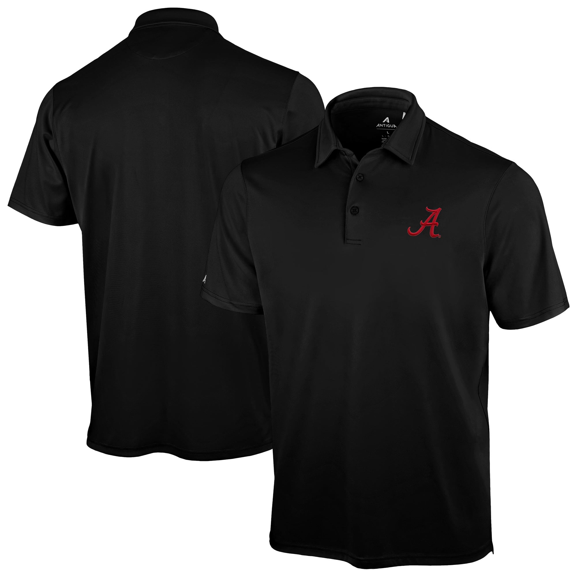 Men's Antigua Black Alabama Crimson Tide Unshakeable Solid Polo